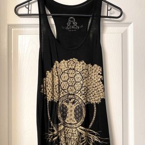 Bear Dance “tree of life” Black + Gold Tank- Small